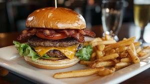 Double Bacon Cheeseburger with Fries