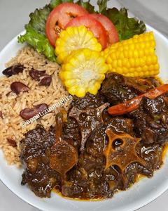 Oxtail Dinner with Rice and Peas