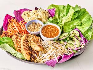 Thai Lettuce Wraps with Satay Chicken Strips
