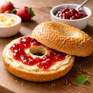 Bagel with Butter and Jam