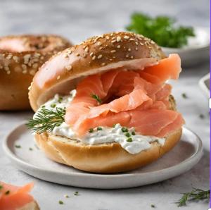 Bagel with Cream Cheese and Smoked Salmon
