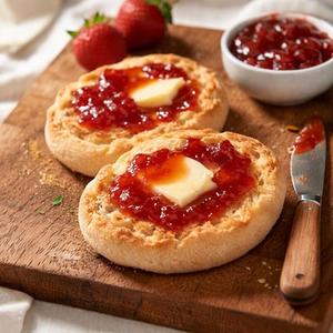 English Muffin with Butter and Jam