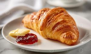Croissant with Butter and Jam