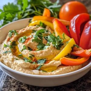 Bell Pepper Strips with Hummus