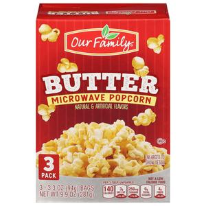 Microwave Popcorn, Butter (3 Cups)