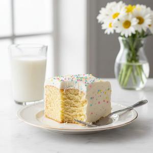 Vanilla Cake with Vanilla Frosting (1 Slice)